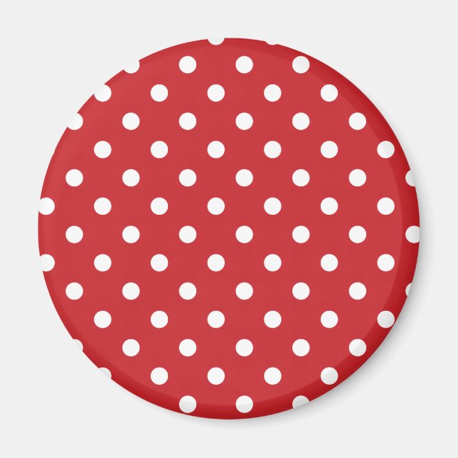 Rote und weiße Polka-Punkte Magnet (Vorne)