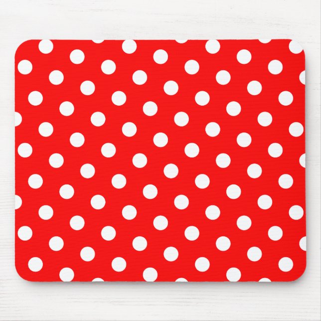 Rote und weiße Polka-Punkte Mousepad (Vorne)