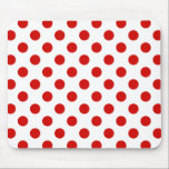 Rote und weiße Polka-Punkte Mousepad<br><div class="desc">Rote und weiße Polka-Punkte</div>