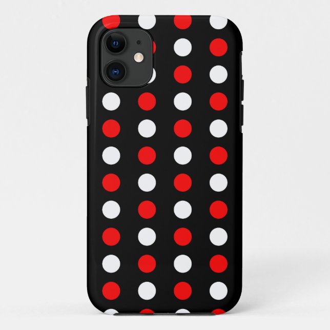 Rote und weiße Polka-Punkte-Muster Case-Mate iPhone Hülle (Rückseite)
