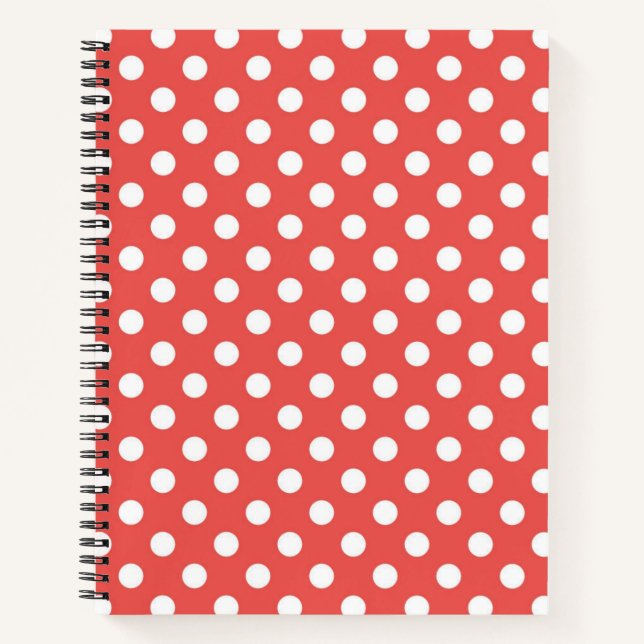 Rote und weiße Polka-Punkte Notizbuch (Vorderseite)