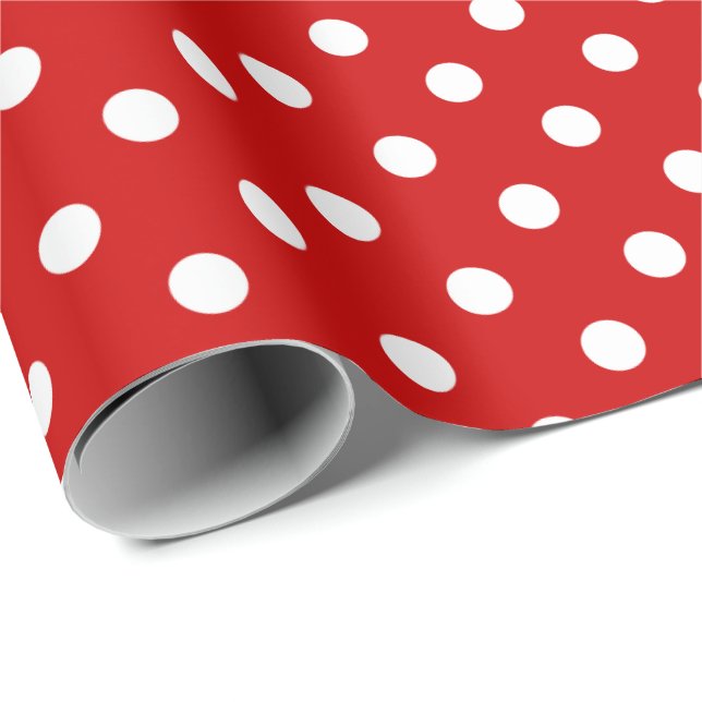 Rote und weiße Polka Punkte Weihnachtsverpackung P Geschenkpapier (Rolleneckpunkt)