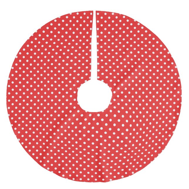 Rote und weiße Punkte - Weihnachtsbaumrock Polyester Weihnachtsbaumdecke (Vorderseite)