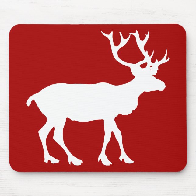 Rote und weiße Rentiere Mousepad (Vorne)