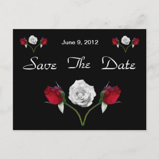 Rote und weiße Rose Save the Date Postkarte