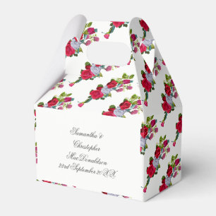 Rote und weiße Rosen Hochzeitsblumenstrauß Geschenkschachtel