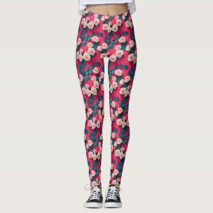 Rote und weiße Rosen Leggings