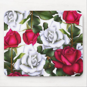Rote und Weiße Rosen Shabby Chic Rustikal Moderner Mousepad
