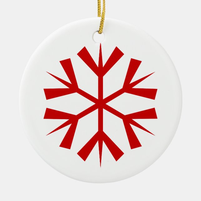 Rote und weiße Schneeflocke Keramikornament (Vorne)
