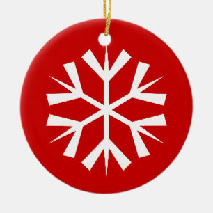 Rote und weiße Schneeflocke Keramikornament