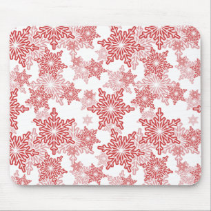 Rote und weiße Schneeflocke Nahtloses Muster Mousepad