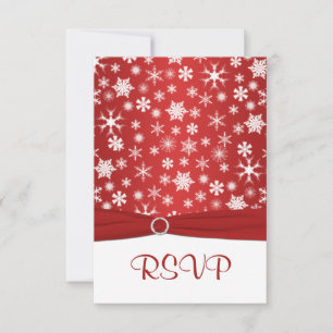 Rote und weiße Schneeflocken Hochzeit Antwortkarte RSVP Karte
