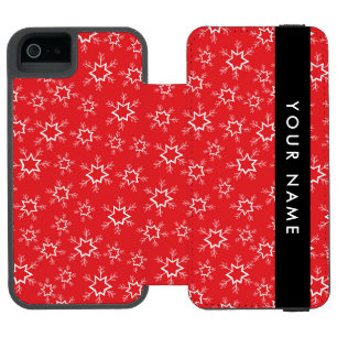 Rote und weiße Schneeflocken, Ihr Name, Personalis Incipio Watson™ iPhone 5 Geldbörsen Hülle