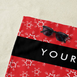 Rote und weiße Schneeflocken, Ihr Name, Personalis Strandtuch