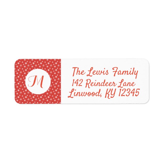 Rote und weiße Schneeflocken Mit Monogramm (Vorne)