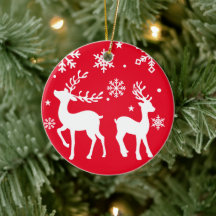 Rote und weiße Schneeflocken Rentiere Frohe Weihna