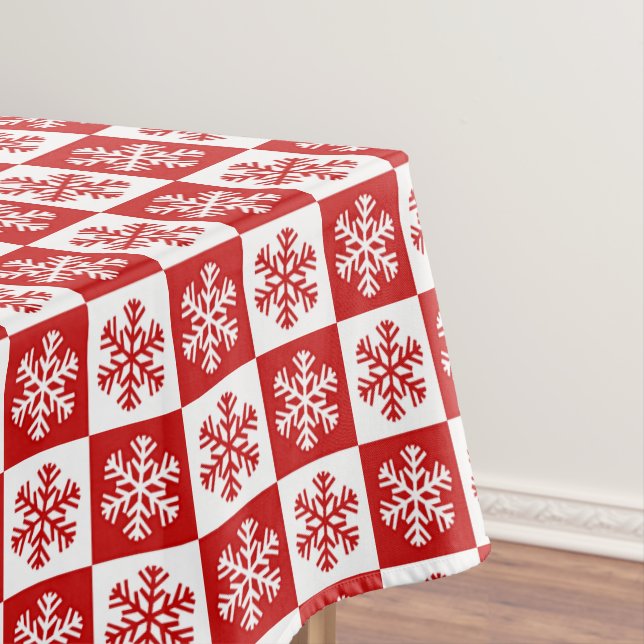 Rote und weiße Schneeflocken Tischdecke (Beispiel)