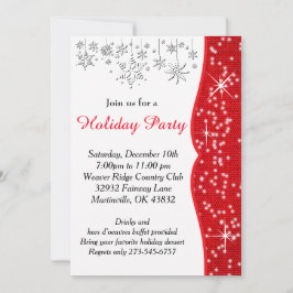 Rote und weiße Schneeflocken Weihnachten Einladung