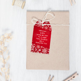 Rote und weiße Schneeflocken Weihnachten Geschenkanhänger