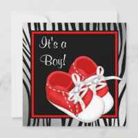 Rote und weiße Schuhe Red Zebra Baby Boy Dusche