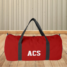 Rote und weiße Schulfarben und Buchstaben Duffle Bag