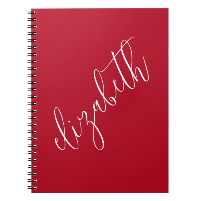 Rote und weiße Script Schriftart Einfache Elegante Notizblock (Vorderseite)