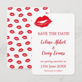 Rote und weiße Sexy Lips Spaß Hochzeit Save The Date