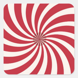 ROTE UND WEISSE SPIRAL-VINTAGE-AUFKLEBER QUADRATISCHER AUFKLEBER