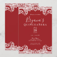 Rote und weiße Spitzen Elegantes Quinceñera Party