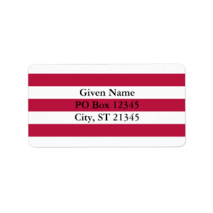 Rote und weiße Streifen Adressaufkleber