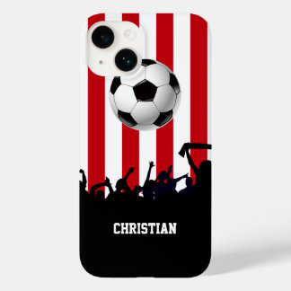 Rote und weiße Streifen Fußballfans und Fußball Case-Mate iPhone Hülle