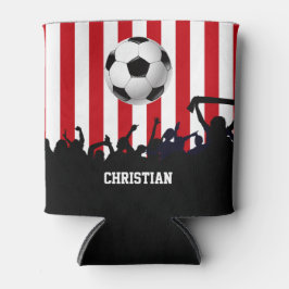 Rote und weiße Streifen Fußballfans und Fußball Dosenkühler