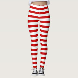 Rote und weiße Streifen Niedlicher Weihnachtsfeier Leggings