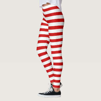 Rote und weiße Streifen Niedlicher Weihnachtsfeier Leggings