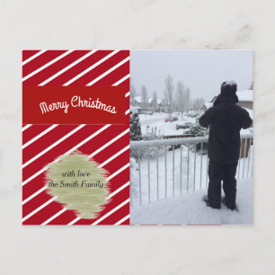 Rote und weiße Streifen Weihnachtsfotokarte Feiertagspostkarte