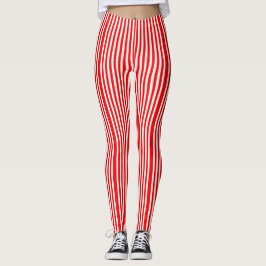 ROTE UND WEISSE STRIPE-LEGGINGS LEGGINGS