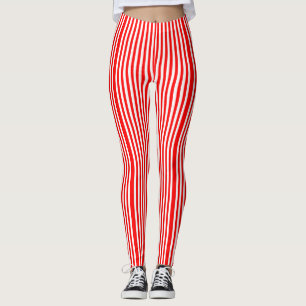 ROTE UND WEISSE STRIPE-LEGGINGS LEGGINGS