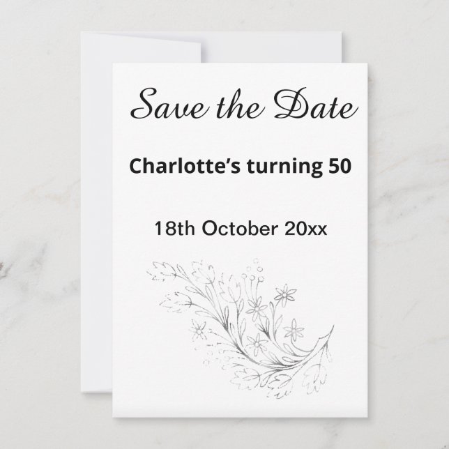 ROTE UND WEISSE STRIPE SAVE THE DATE SCHWARZ (Vorderseite)