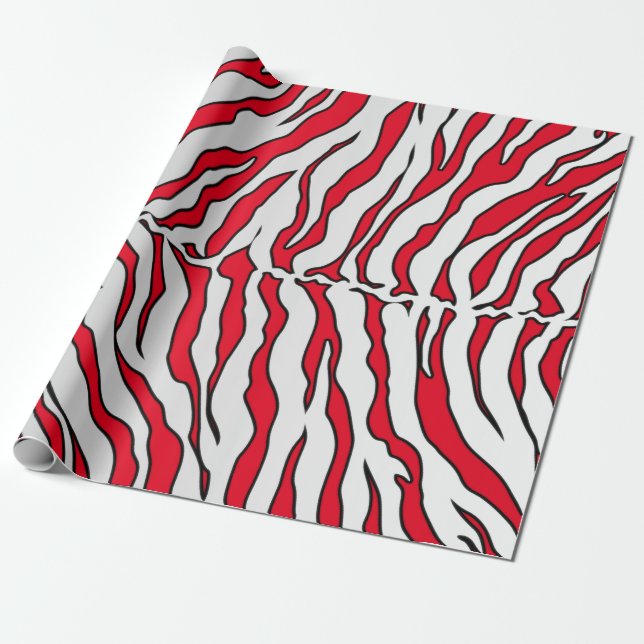 Rote und weiße Tigerstreifen Geschenkpapier (Ungerollt)