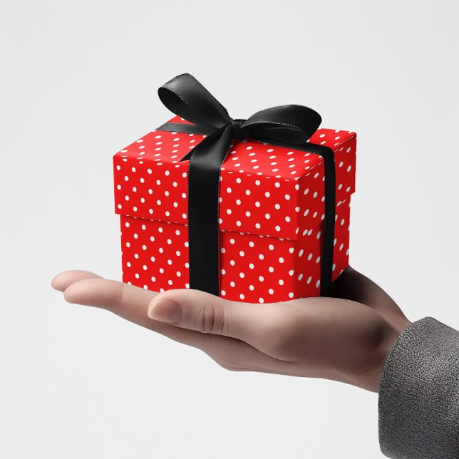 Rote und weiße Tiny Polka Dots Geschenkpapier (Red and White Tiny Polka Dots Wrapping Paper)