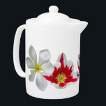 Rote und weiße Tulips Fotografie Teapot<br><div class="desc">Holland ist ein Land der Blume. Wir Liebe Blume. Diese Tulips wachsen in meinem Garten. Sie können Ihre eigene Hintergrundfarbe wählen,  wenn Sie möchten.</div>