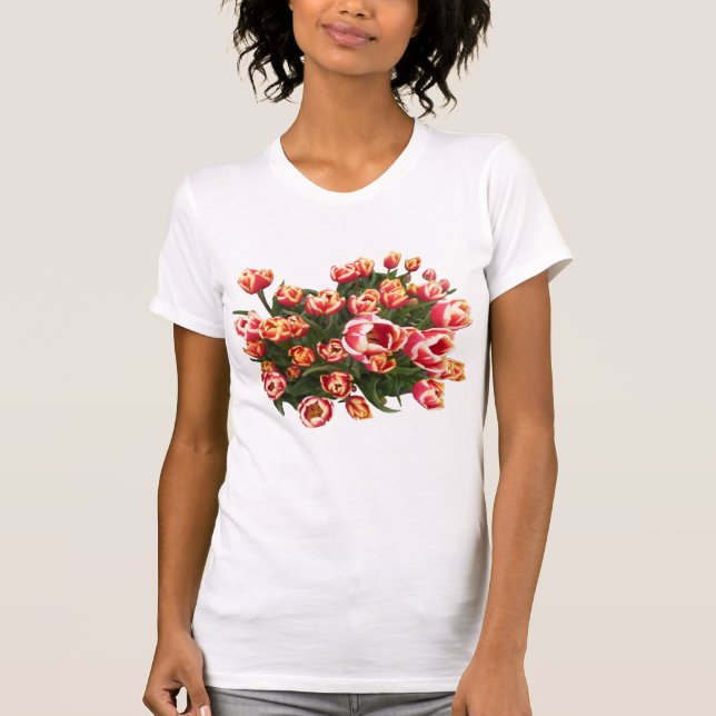Rote und weiße Tulips Leinwand T - Shirt (Vorderseite)