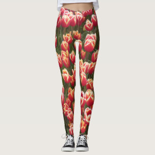 Rote und weiße Tulpe Legging Leggings