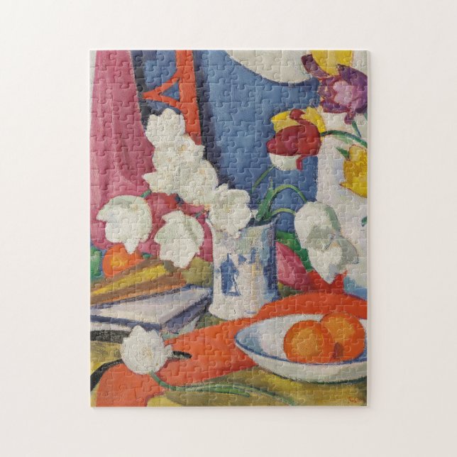 Rote und weiße Tulpen | Samuel John Peploe Puzzle (Vertikal)