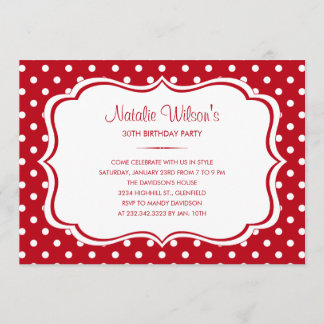 Rote und weiße Tupfen-Einladungen Einladung