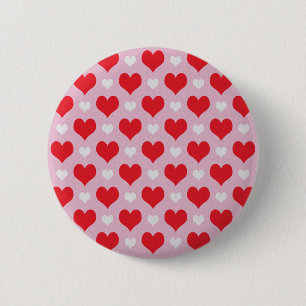Rote und weiße Valentinherzen Button