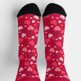 Rote und weiße Valentinherzen Muster Socken