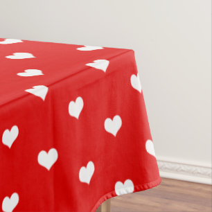 Rote und weiße Valentinstag-Herzen Tischdecke