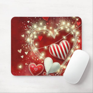 ROTE UND WEISSE VALENTINSTAGE HERZEN MOUSEPAD