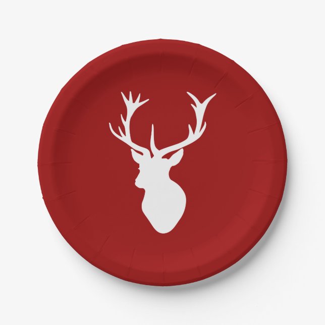 Rote und weiße Weihnachtsbaum Pappteller (Vorderseite)